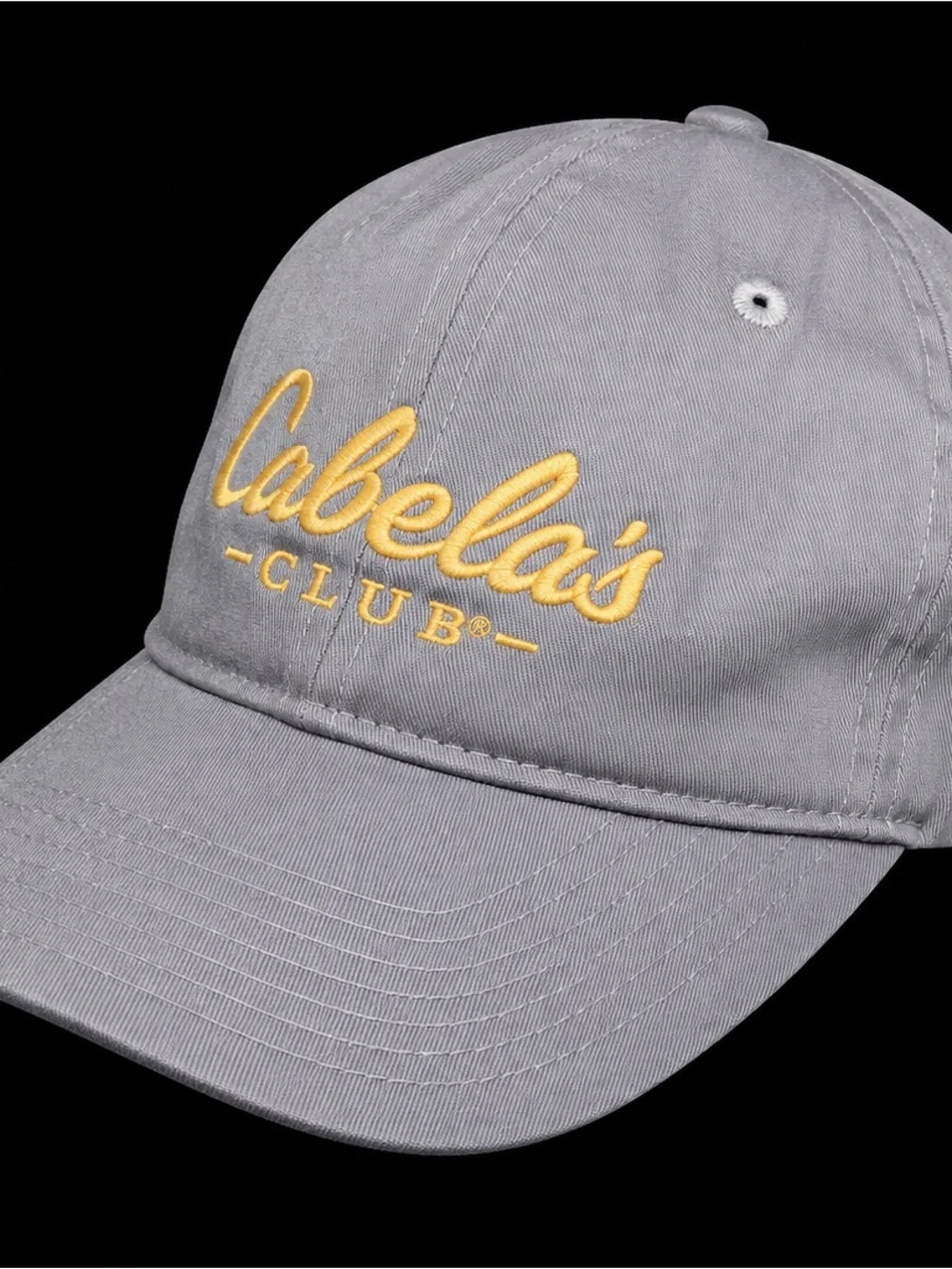 Cabela's Gray Baseball Cap with Yellow Embroidery